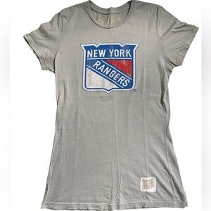New York Rangers Original Retro Brand Distressed Gray Short Sleeve Tee Medium